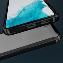 Załaduj obraz do przeglądarki galerii, Moozy Xframe Shockproof Case for Samsung S22 - Black Rim Transparent Case, Double Colour Clear Hybrid Cover with Shock Absorbing TPU Rim

