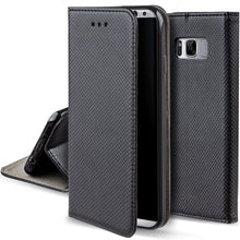 Cargar imagen en el visor de la galería, Moozy Case Flip Cover for Samsung S8, Black - Smart Magnetic Flip Case with Card Holder and Stand
