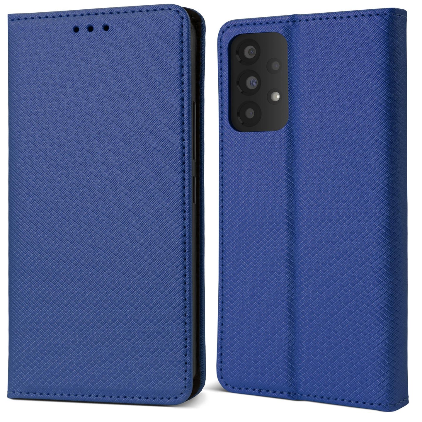 Moozy Case Flip Cover for Samsung A53 5G, Dark Blue - Smart Magnetic Flip Case Flip Folio Wallet Case with Card Holder and Stand, Credit Card Slots, Kickstand Function