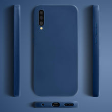 Lade das Bild in den Galerie-Viewer, Moozy Lifestyle. Silicone Case for Samsung A50, Midnight Blue - Liquid Silicone Lightweight Cover with Matte Finish and Soft Microfiber Lining, Premium Silicone Case

