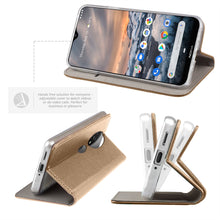 Ladda upp bild till gallerivisning, Moozy Case Flip Cover for Nokia 7.2, Nokia 6.2, Gold - Smart Magnetic Flip Case with Card Holder and Stand
