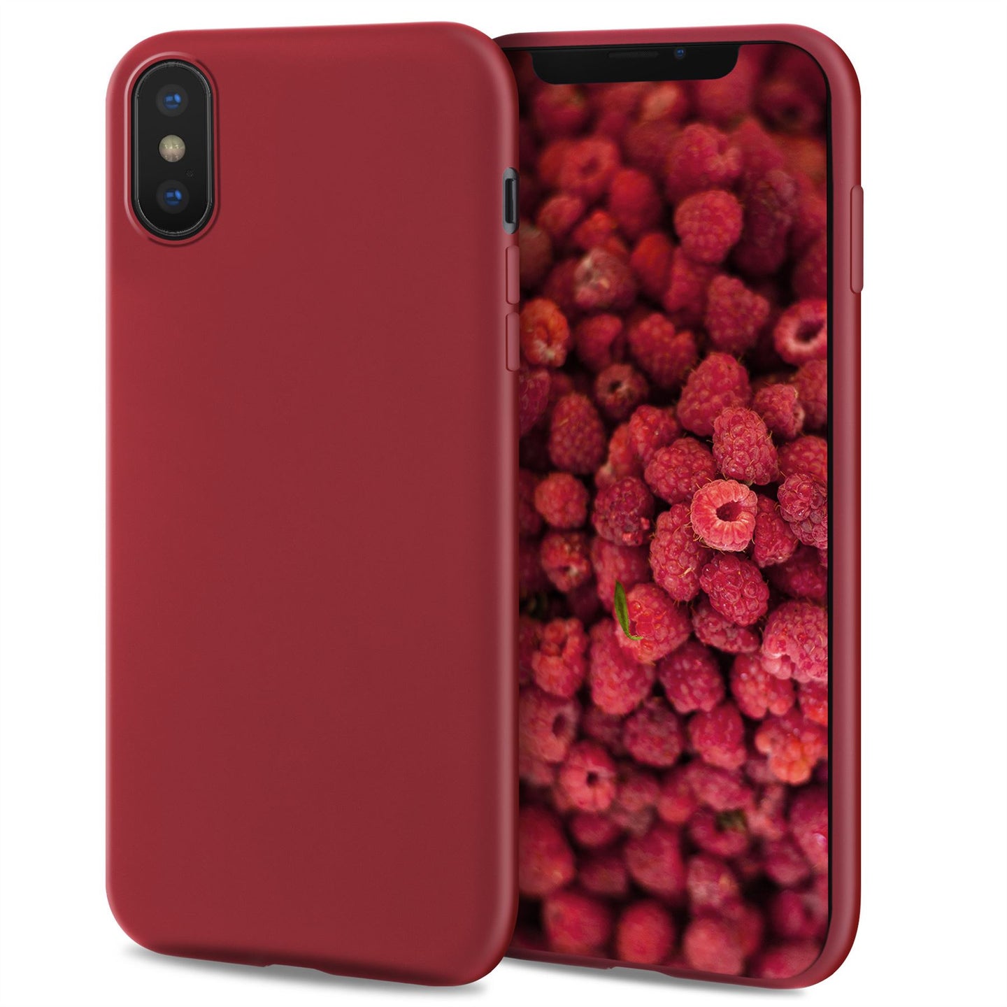 Moozy Lifestyle. Designed for iPhone X and iPhone XS Case, Vintage Pink - Liquid Silicone Cover with Matte Finish and Soft Microfiber Lining