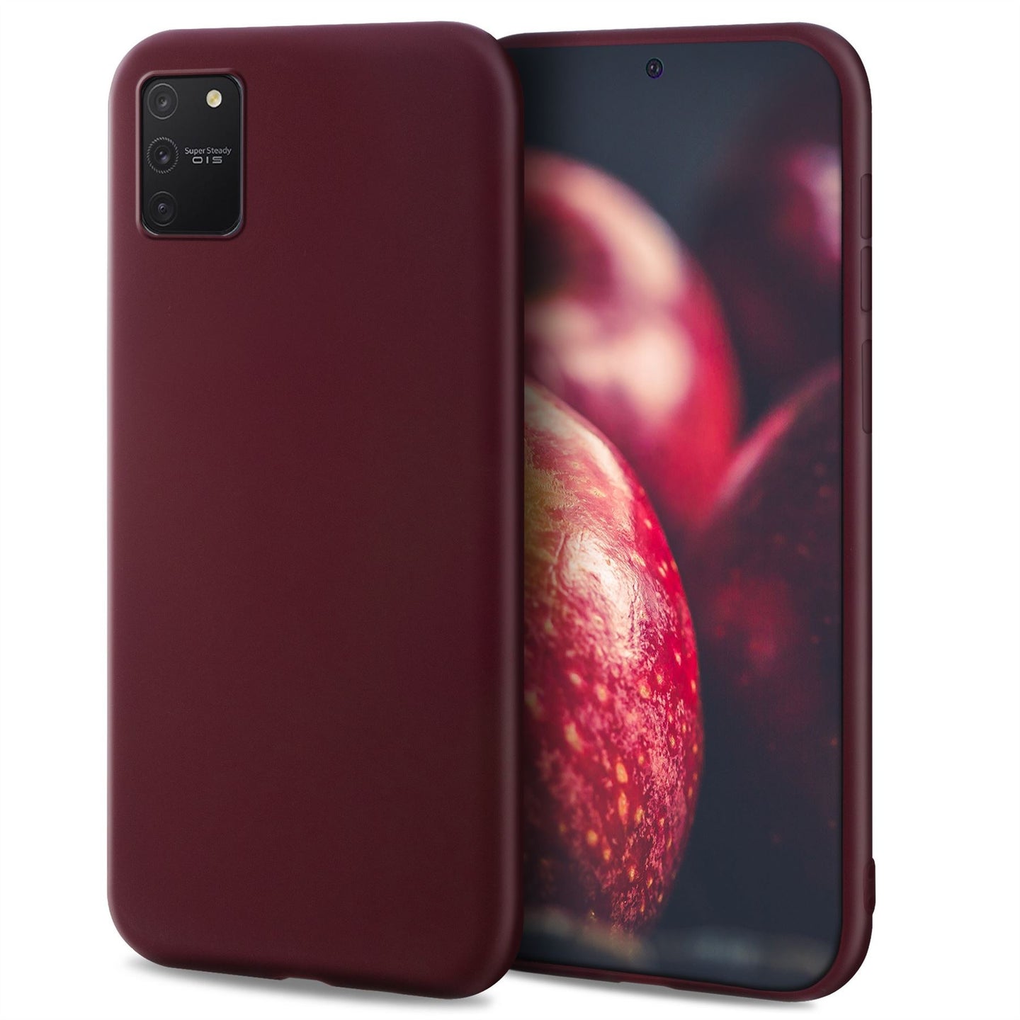 Moozy Minimalist Series Silicone Case for Samsung S10 Lite, Wine Red - Matte Finish Slim Soft TPU Cover