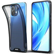 Carica l&#39;immagine nel visualizzatore di Gallery, Moozy Xframe Shockproof Case for Xiaomi Mi 11 Lite 5G and 4G - Black Rim Transparent Case, Double Colour Clear Hybrid Cover with Shock Absorbing TPU Rim
