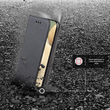 Cargar imagen en el visor de la galería, Moozy Case Flip Cover for Samsung A12, Black - Smart Magnetic Flip Case with Card Holder and Stand
