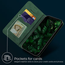 Lade das Bild in den Galerie-Viewer, Moozy Marble Green Flip Case for iPhone 12, iPhone 12 Pro - Flip Cover Magnetic Flip Folio Retro Wallet Case
