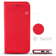 Carica l&#39;immagine nel visualizzatore di Gallery, Moozy Case Flip Cover for Samsung S21 5G, Samsung S21, Red - Smart Magnetic Flip Case with Card Holder and Stand
