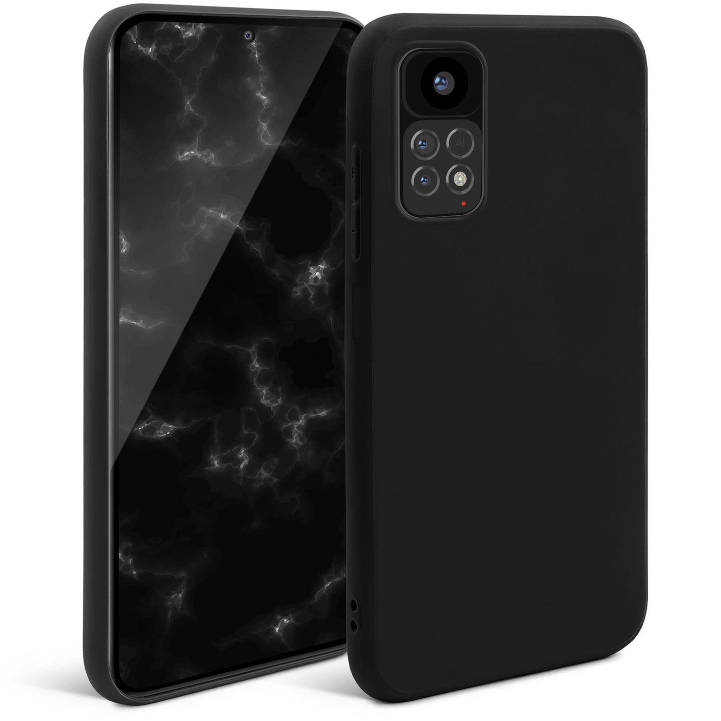 Moozy Minimalist Series Silicone Case for Xiaomi Redmi Note 11 Pro 5G and 4G, Black - Matte Finish Lightweight Mobile Phone Case Slim Soft Protective TPU Cover with Matte Surface