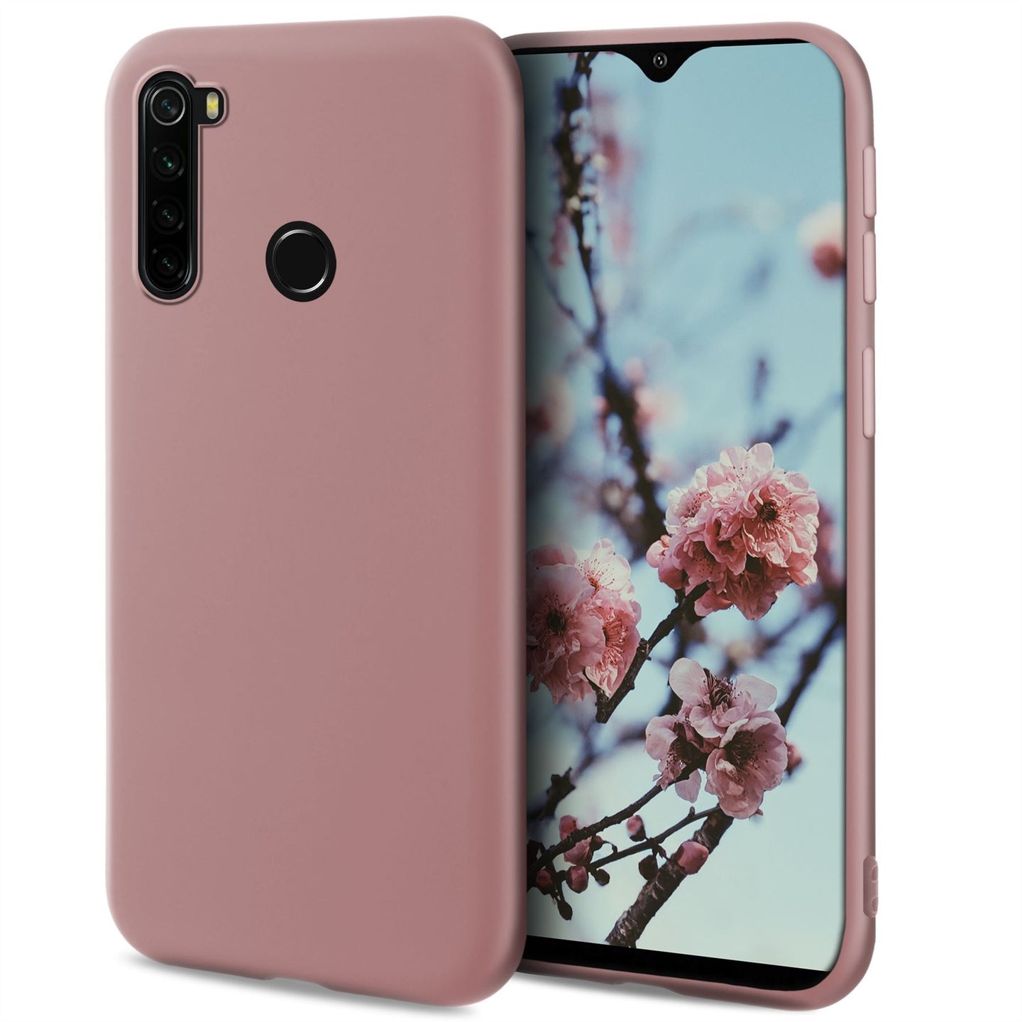 Moozy Minimalist Series Silicone Case for Xiaomi Redmi Note 8, Rose Beige - Matte Finish Slim Soft TPU Cover