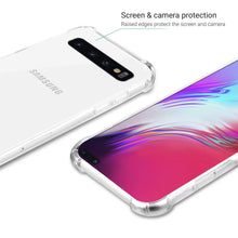 Cargar imagen en el visor de la galería, Moozy Shock Proof Silicone Case for Samsung S10 - Transparent Crystal Clear Phone Case Soft TPU Cover
