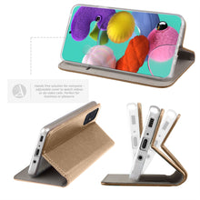 Ladda upp bild till gallerivisning, Moozy Case Flip Cover for Samsung A51, Gold - Smart Magnetic Flip Case with Card Holder and Stand
