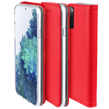 Load image into Gallery viewer, Moozy Case Flip Cover for Samsung S20 FE, Red - Smart Magnetic Flip Case with Card Holder and Stand
