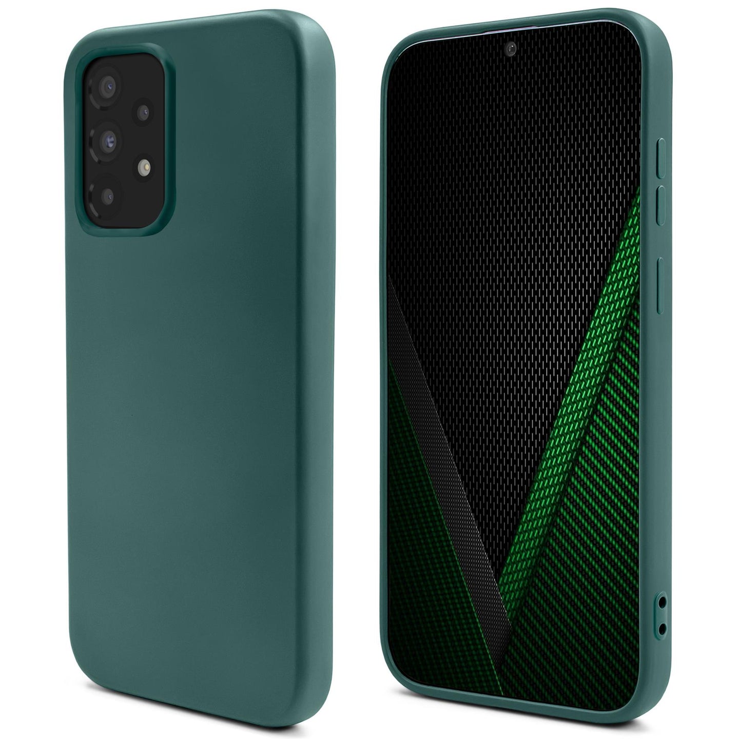 Moozy Lifestyle. Silicone Case for Samsung A33 5G, Dark Green - Liquid Silicone Lightweight Cover with Matte Finish and Soft Microfiber Lining, Premium Silicone Case