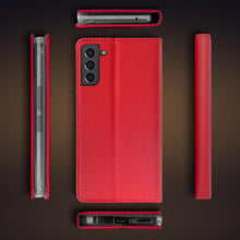 Ladda upp bild till gallerivisning, Moozy Case Flip Cover for Samsung S21 FE, Red - Smart Magnetic Flip Case Flip Folio Wallet Case with Card Holder and Stand, Credit Card Slots, Kickstand Function
