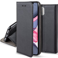 Ladda upp bild till gallerivisning, Moozy Case Flip Cover for iPhone 11, Black - Smart Magnetic Flip Case with Card Holder and Stand
