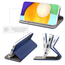 Cargar imagen en el visor de la galería, Moozy Case Flip Cover for Samsung A52, Samsung A52 5G, Dark Blue - Smart Magnetic Flip Case Flip Folio Wallet Case

