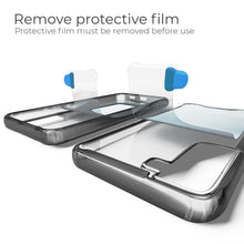Załaduj obraz do przeglądarki galerii, Moozy Xframe Shockproof Case for Samsung S21 FE - Black Rim Transparent Case, Double Colour Clear Hybrid Cover with Shock Absorbing TPU Rim
