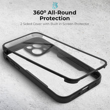 Cargar imagen en el visor de la galería, Moozy 360 Case for iPhone 13 - Black Rim Transparent Case, Full Body Double-sided Protection, Cover with Built-in Screen Protector

