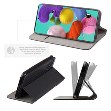 Load image into Gallery viewer, Moozy Case Flip Cover for Samsung A51, Black - Smart Magnetic Flip Case with Card Holder and Stand
