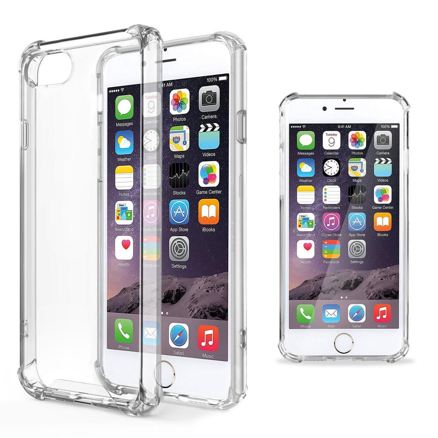 Moozy Shock Proof Silicone Case for iPhone 6, iPhone 6s - Transparent Crystal Clear Phone Case Soft TPU Cover