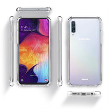 Załaduj obraz do przeglądarki galerii, Moozy Shock Proof Silicone Case for Samsung A50 - Transparent Crystal Clear Phone Case Soft TPU Cover
