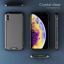 Carica l&#39;immagine nel visualizzatore di Gallery, Moozy Xframe Shockproof Case for iPhone X / iPhone XS - Black Rim Transparent Case, Double Colour Clear Hybrid Cover with Shock Absorbing TPU Rim
