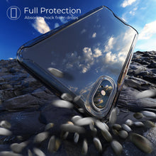 Cargar imagen en el visor de la galería, Moozy Xframe Shockproof Case for iPhone X / iPhone XS - Black Rim Transparent Case, Double Colour Clear Hybrid Cover with Shock Absorbing TPU Rim

