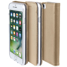 Załaduj obraz do przeglądarki galerii, Moozy Case Flip Cover for iPhone 6s, iPhone 6, Gold - Smart Magnetic Flip Case with Card Holder and Stand
