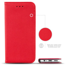 Load image into Gallery viewer, Moozy Case Flip Cover for Xiaomi Redmi 8, Red - Smart Magnetic Flip Case with Card Holder and Stand
