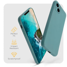 Carica l&#39;immagine nel visualizzatore di Gallery, Moozy Minimalist Series Silicone Case for iPhone 13, Blue Grey - Matte Finish Lightweight Mobile Phone Case Slim Soft Protective
