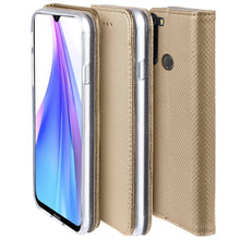 Ladda upp bild till gallerivisning, Moozy Case Flip Cover for Xiaomi Redmi Note 8T, Gold - Smart Magnetic Flip Case with Card Holder and Stand
