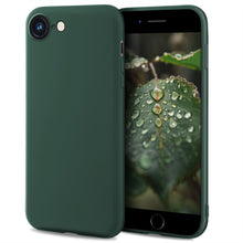 Afbeelding in Gallery-weergave laden, Moozy Lifestyle. Case for iPhone SE 2020, iPhone 8 and iPhone 7, Dark Green - Liquid Silicone Cover with Matte Finish and Soft Microfiber Lining
