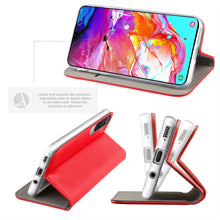 Ladda upp bild till gallerivisning, Moozy Case Flip Cover for Samsung A70, Red - Smart Magnetic Flip Case with Card Holder and Stand
