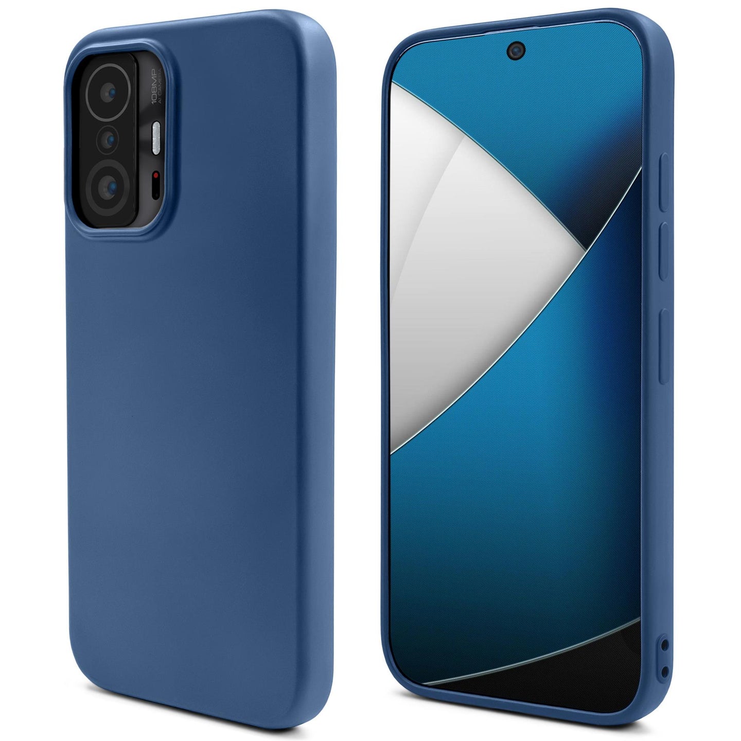 Moozy Lifestyle. Silicone Case for Xiaomi 11T and 11T Pro, Midnight Blue - Liquid Silicone Lightweight Cover with Matte Finish and Soft Microfiber Lining, Premium Silicone Case