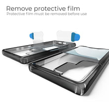Załaduj obraz do przeglądarki galerii, Moozy Xframe Shockproof Case for Samsung S22 Ultra - Black Rim Transparent Case, Double Colour Clear Hybrid Cover with Shock Absorbing TPU Rim
