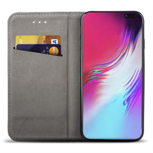 Carica l&#39;immagine nel visualizzatore di Gallery, Moozy Case Flip Cover for Samsung S10, Black - Smart Magnetic Flip Case with Card Holder and Stand
