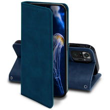 Carica l&#39;immagine nel visualizzatore di Gallery, Moozy Marble Blue Flip Case for Xiaomi Redmi Note 10 Pro, Redmi Note 10 Pro Max - Flip Cover Magnetic Flip Folio Retro Wallet Case
