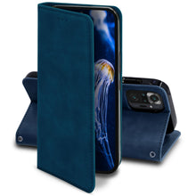 Charger l&#39;image dans la galerie, Moozy Marble Blue Flip Case for Xiaomi Redmi Note 10 Pro, Redmi Note 10 Pro Max - Flip Cover Magnetic Flip Folio Retro Wallet Case
