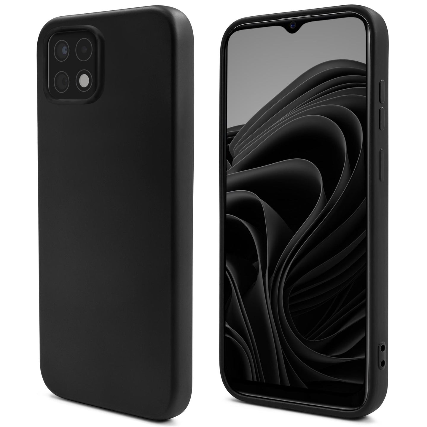 Moozy Lifestyle. Silicone Case for Samsung A22 5G, Black - Liquid Silicone Lightweight Cover with Matte Finish and Soft Microfiber Lining, Premium Silicone Case