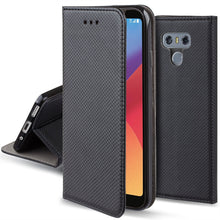 Load image into Gallery viewer, Moozy Case Flip Cover for LG G6, Black - Smart Magnetic Flip Case with Card Holder and Stand
