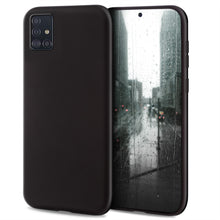 Carica l&#39;immagine nel visualizzatore di Gallery, Moozy Minimalist Series Silicone Case for Samsung A71, Black - Matte Finish Slim Soft TPU Cover
