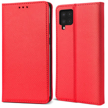 Load image into Gallery viewer, Moozy Case Flip Cover for Samsung A22 4G, Red - Smart Magnetic Flip Case Flip Folio Wallet Case with Card Holder and Stand, Credit Card Slots, Kickstand Function
