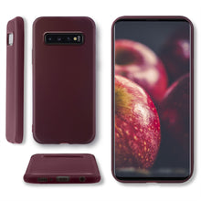 Lade das Bild in den Galerie-Viewer, Moozy Minimalist Series Silicone Case for Samsung S10, Wine Red - Matte Finish Slim Soft TPU Cover
