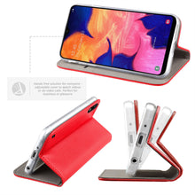 Ladda upp bild till gallerivisning, Moozy Case Flip Cover for Samsung A10, Red - Smart Magnetic Flip Case with Card Holder and Stand
