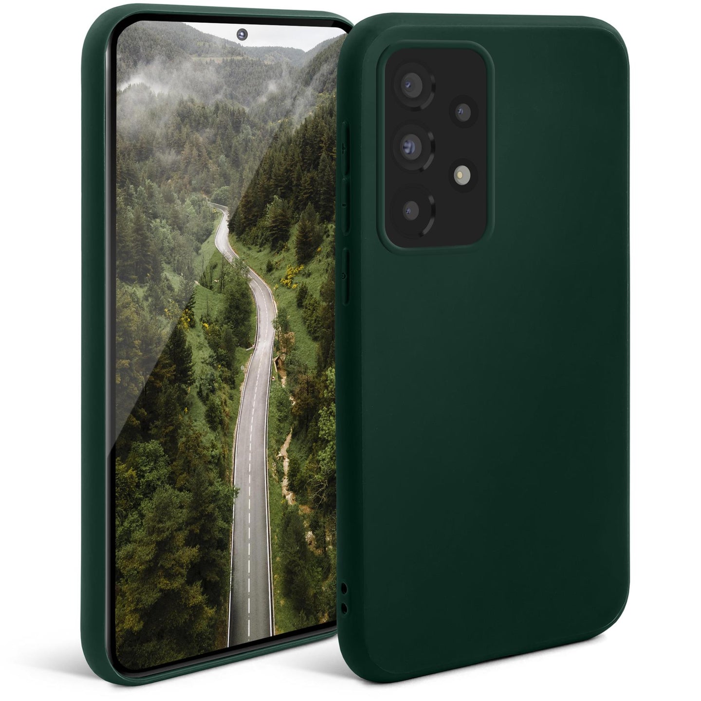 Moozy Minimalist Series Silicone Case for Samsung A33 5G, Midnight Green - Matte Finish Lightweight Mobile Phone Case Slim Soft Protective TPU Cover with Matte Surface