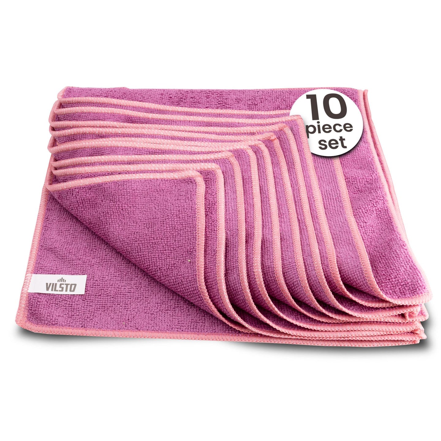 VILSTO Microfibre Cloth, Reusable Lint Free Cloth, Easy Clean Cloth, Window Cleaning, Microfibre Towel Cleaning Supplies, 30x30 cm, 10 Pieces, Purple