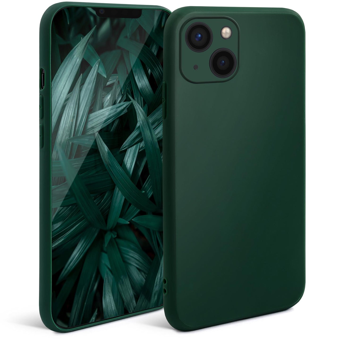 Moozy Minimalist Series Silicone Case for iPhone 13 Mini, Midnight Green - Matte Finish Lightweight Mobile Phone Case Slim Soft Protective