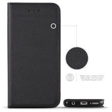 Cargar imagen en el visor de la galería, Moozy Case Flip Cover for Huawei P20 Lite, Black - Smart Magnetic Flip Case with Card Holder and Stand
