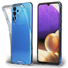 Carica l&#39;immagine nel visualizzatore di Gallery, Moozy Xframe Shockproof Case for Samsung A32 5G - Transparent Rim Case, Double Colour Clear Hybrid Cover with Shock Absorbing TPU Rim
