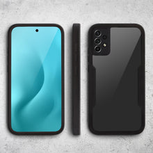 Cargar imagen en el visor de la galería, Moozy 360 Case for Samsung A52s 5G and Samsung A52 - Black Rim Transparent Case, Full Body Double-sided Protection, Cover with Built-in Screen Protector
